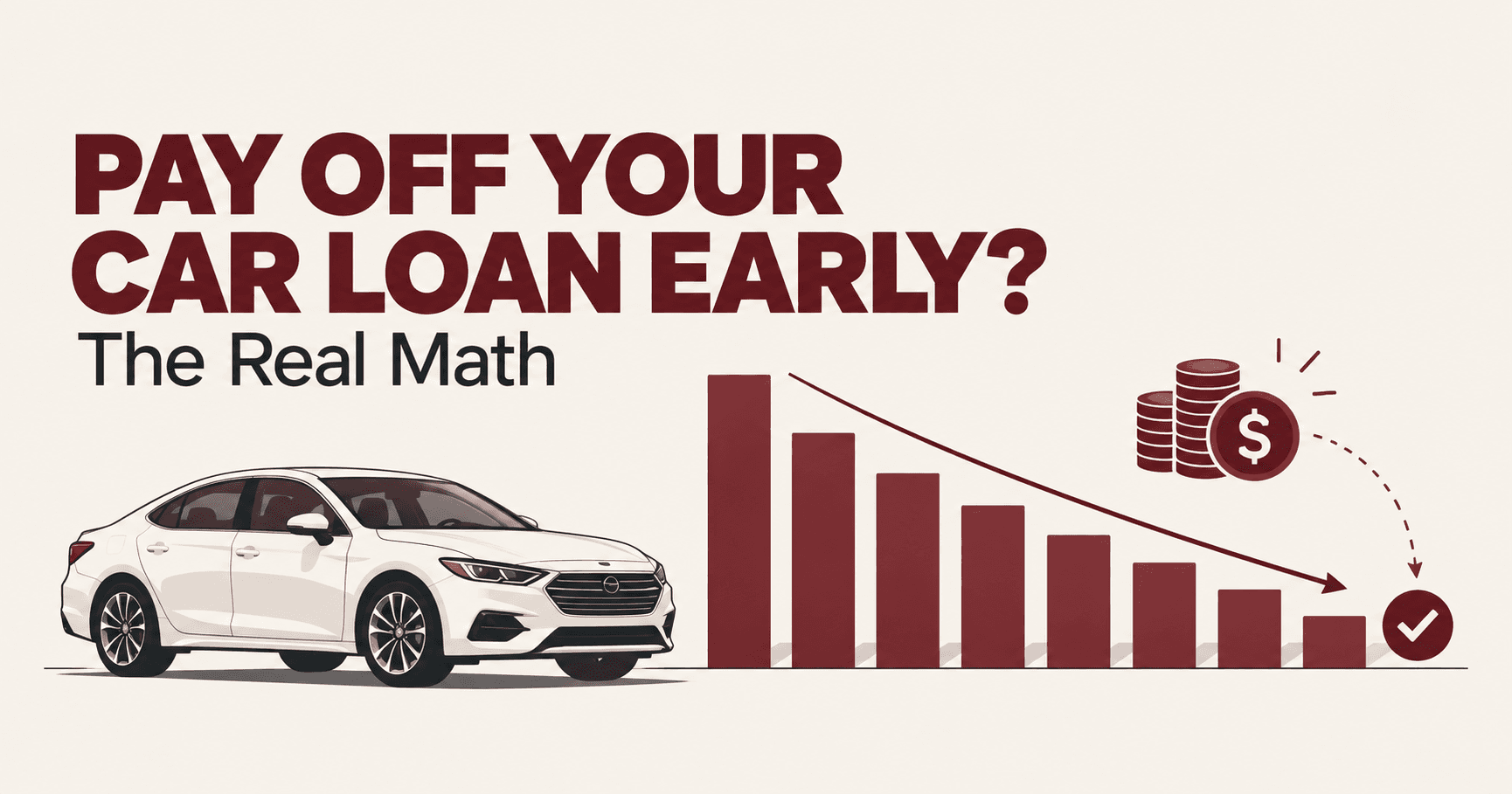 Illustration of paying off a car loan early, showing a shrinking loan balance and the interest saved